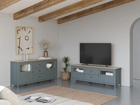 Маса за телевизор сиво-зелена от масивен бор 180x59x40 cm Misti – Marckeric