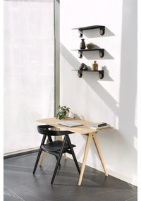 Стенен рафт от черна стомана с детайли от дъбово дърво с 2 куки , дължина 50 см Hook - Gazzda