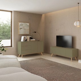 Зелен матов скрин 140x81x40 cm Campus – Marckeric