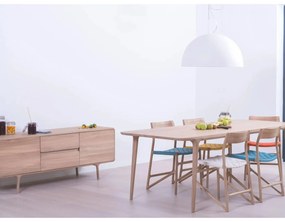 Трапезен стол от масивна дъбова дървесина с бяла седалка Fawn - Gazzda