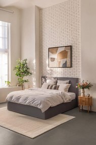 Сиво тапицирано двойно легло с място за съхранение и включена подматрачна рамка 180x200 cm Thessa Bold – Bonami Selection