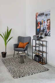 Черна/естествена стенна библиотека от декор от дъб 75x91 cm Seaford – Actona