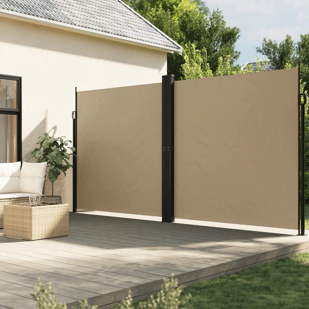 4004870 vidaXL Прибираща се странична тента, бежова, 220x1200 см