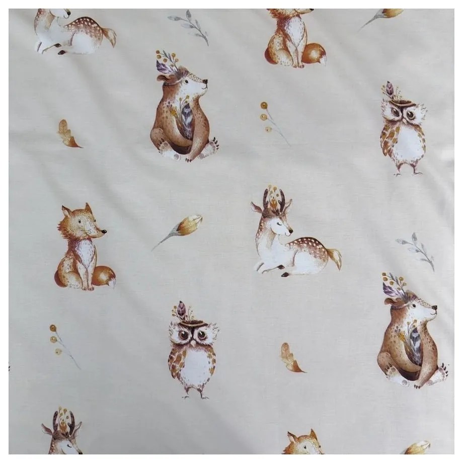 Бежово памучно детско спално бельо за детско креватче 100x135 cm Animals "Woodland" – Jerry Fabrics