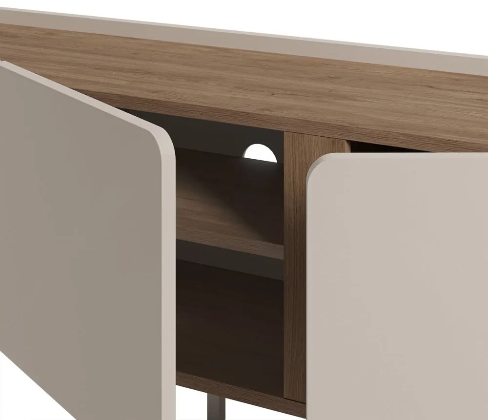 Кремаво-естествен шкаф за телевизор от декор от дъб 140x53x35 cm Lucile – Marckeric