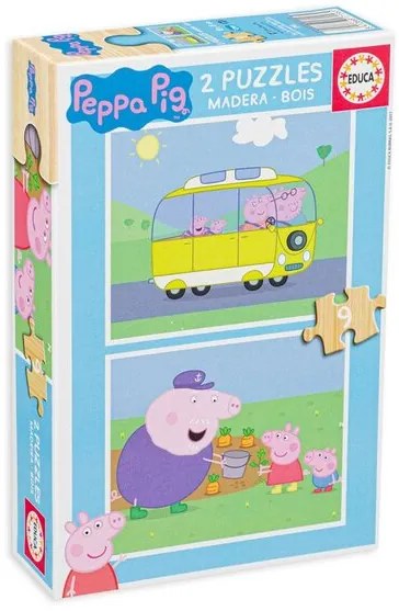 Пъзел, Educa, Peppa Pig 2 в 1, 2 х 9 части