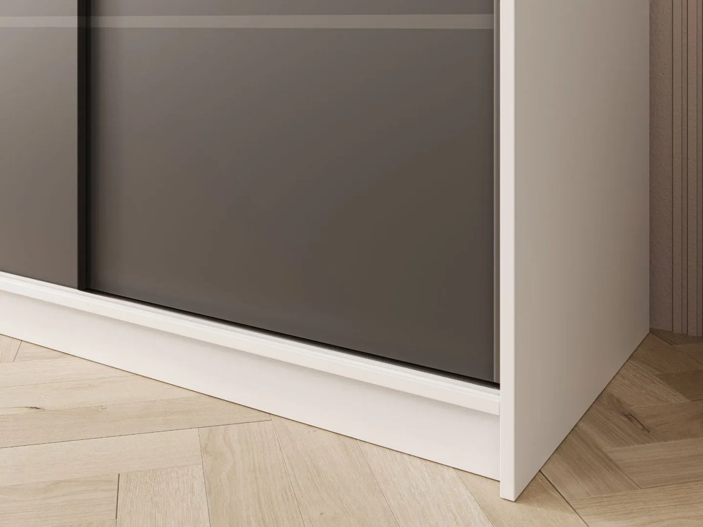 Гардероб Hansa 200 с плъзгащи врати-Бял-Черен