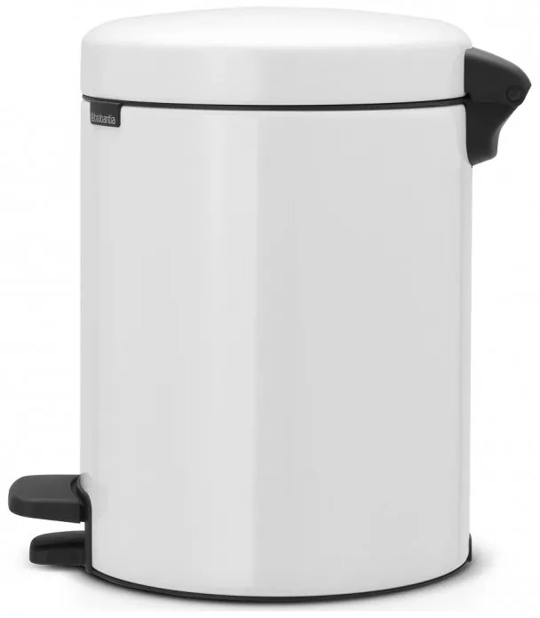 Кош за боклук с педал Brabantia NewIcon 649004, 5 л, Леко затваряне, Противоплъзгаща основа, Бял