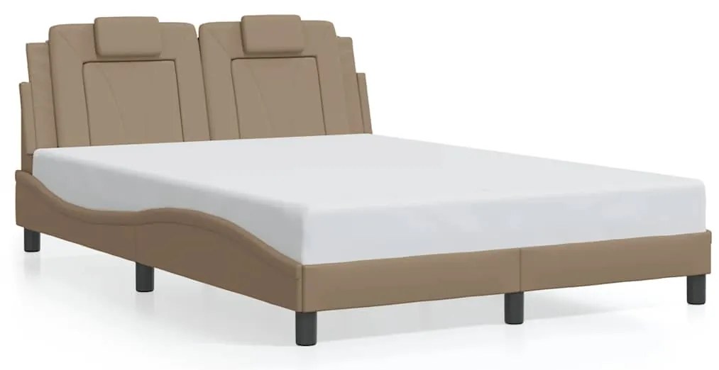 3208093 vidaXL Рамка за легло Viana без матрак, капучино, 140x190 см, изкуствена кожа