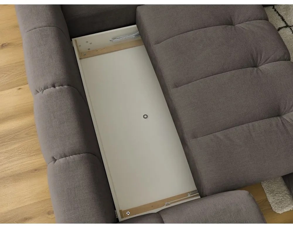 Кафяво-сив сгъваем/с място за съхранение ъглов диван (десен ъгъл/L форма) Fuji – Bobochic Paris