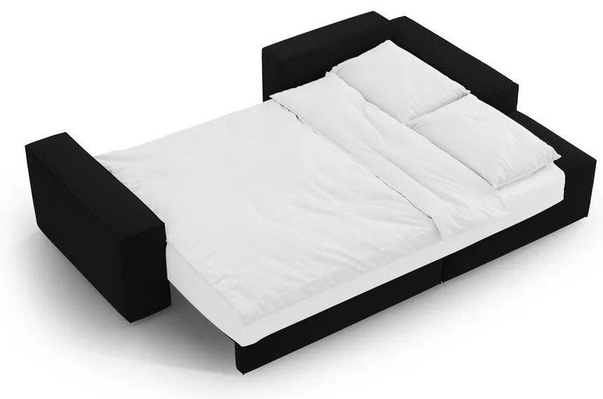 Черен кадифен разтегателен с място за съхранение ъглов диван (десен ъгъл) Jodie – Micadoni