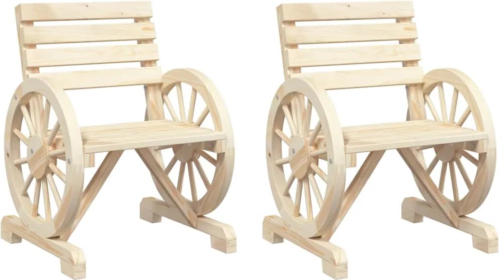 365101 vidaXL Градински столове, 2 бр, 58x58x78,5 см, масивно чамово дърво