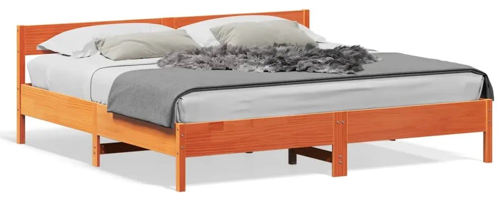 3216211 vidaXL Рамка за легло без матрак, восъчнокафяв, 200x200 см, бор масив