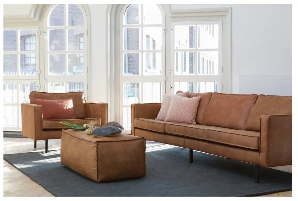 Табуретка от изкуствена кожа в цвят кафяв коняк Rodeo – WOOOD