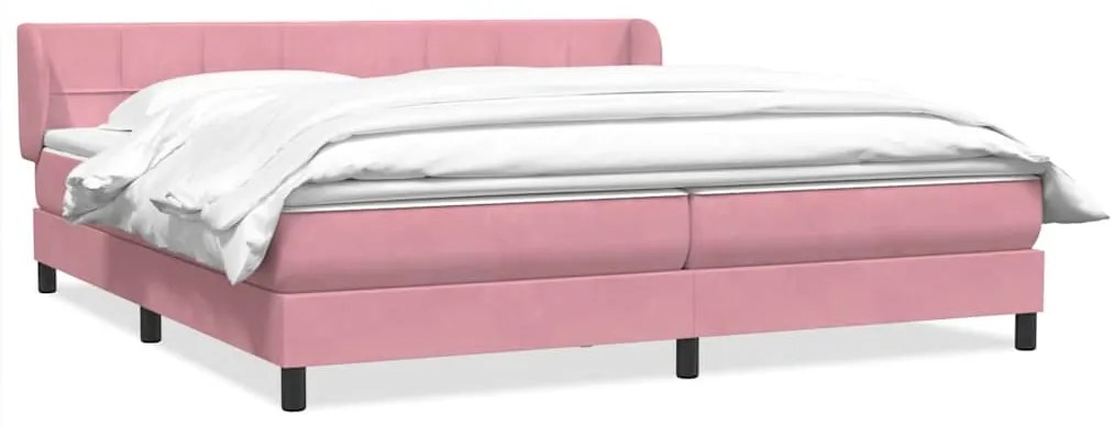 3317546 vidaXL Box Spring легло с матраци розово 200x210 cm кадифе