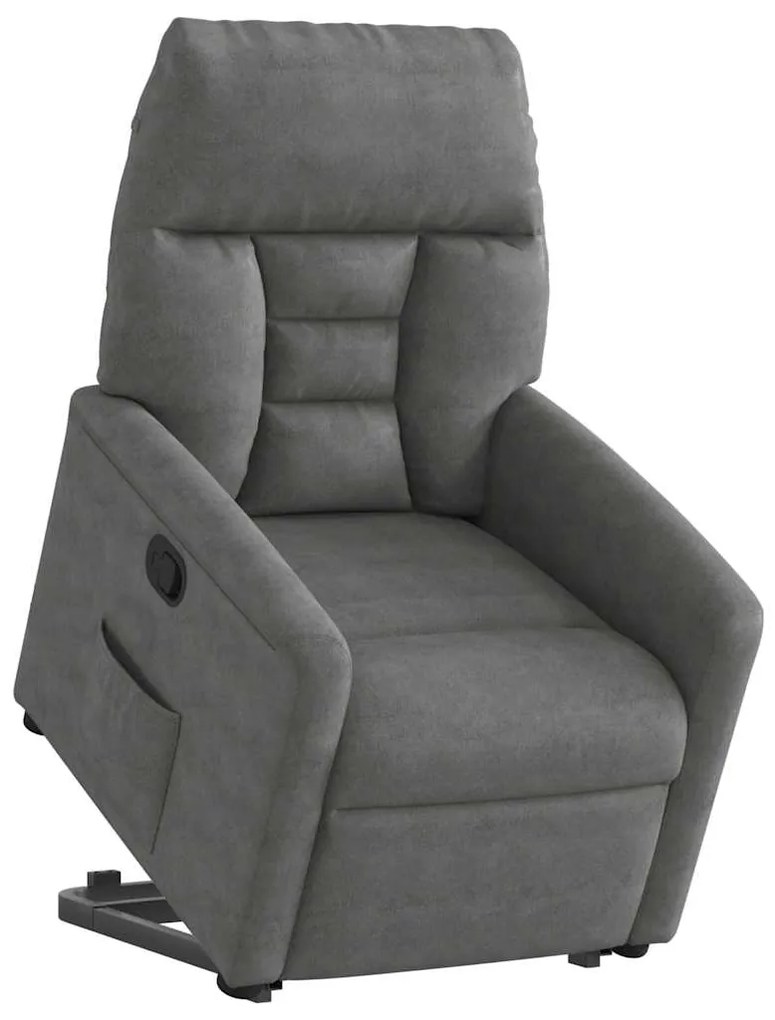 3303089 vidaXL Изправящ реклайнер стол, тъмносив, микрофибърен текстил