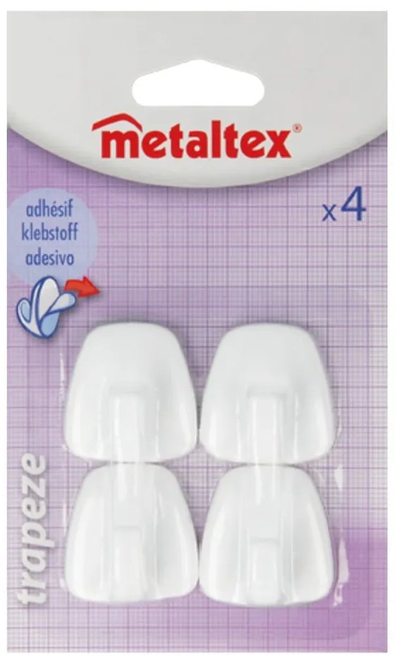 Бели пластмасови комплект куки 4 бр. без пробиване – Metaltex