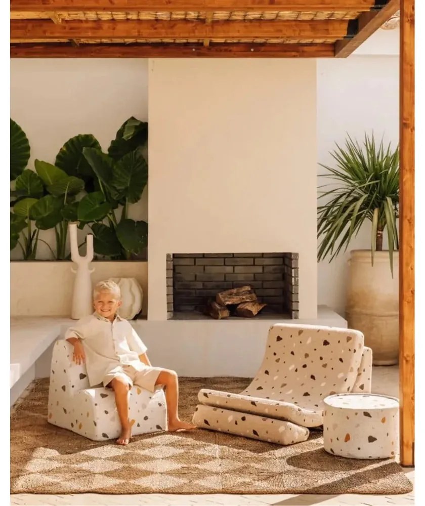 Бял детски стол от букле и шенил Terrazzo Cloud – Wigiwama