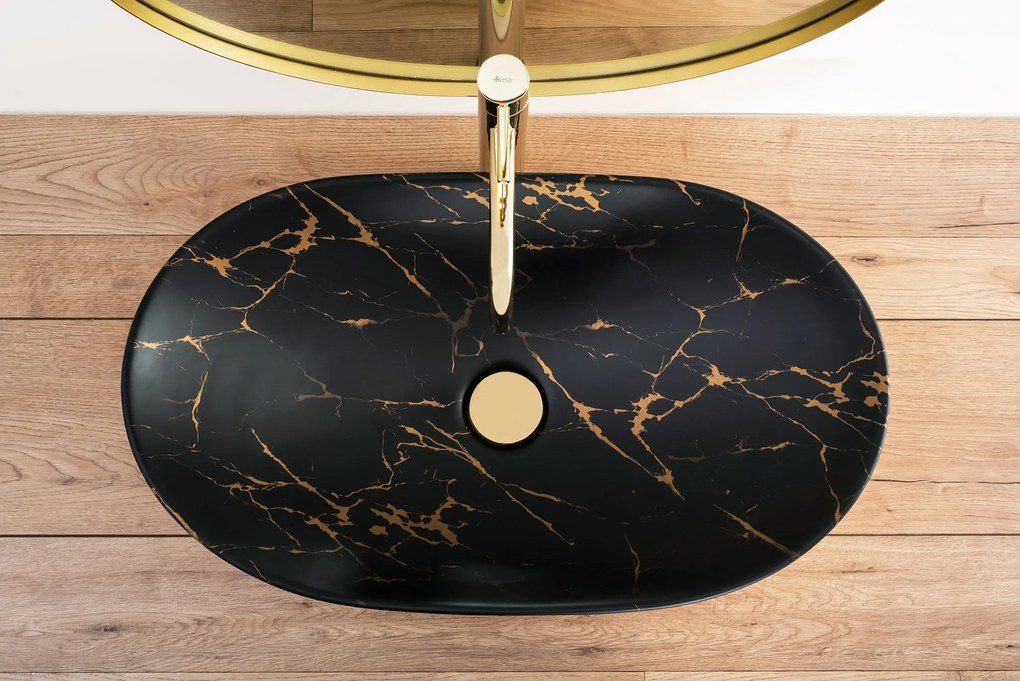 Умивалник за плот REA Royal In Black Marble Gold