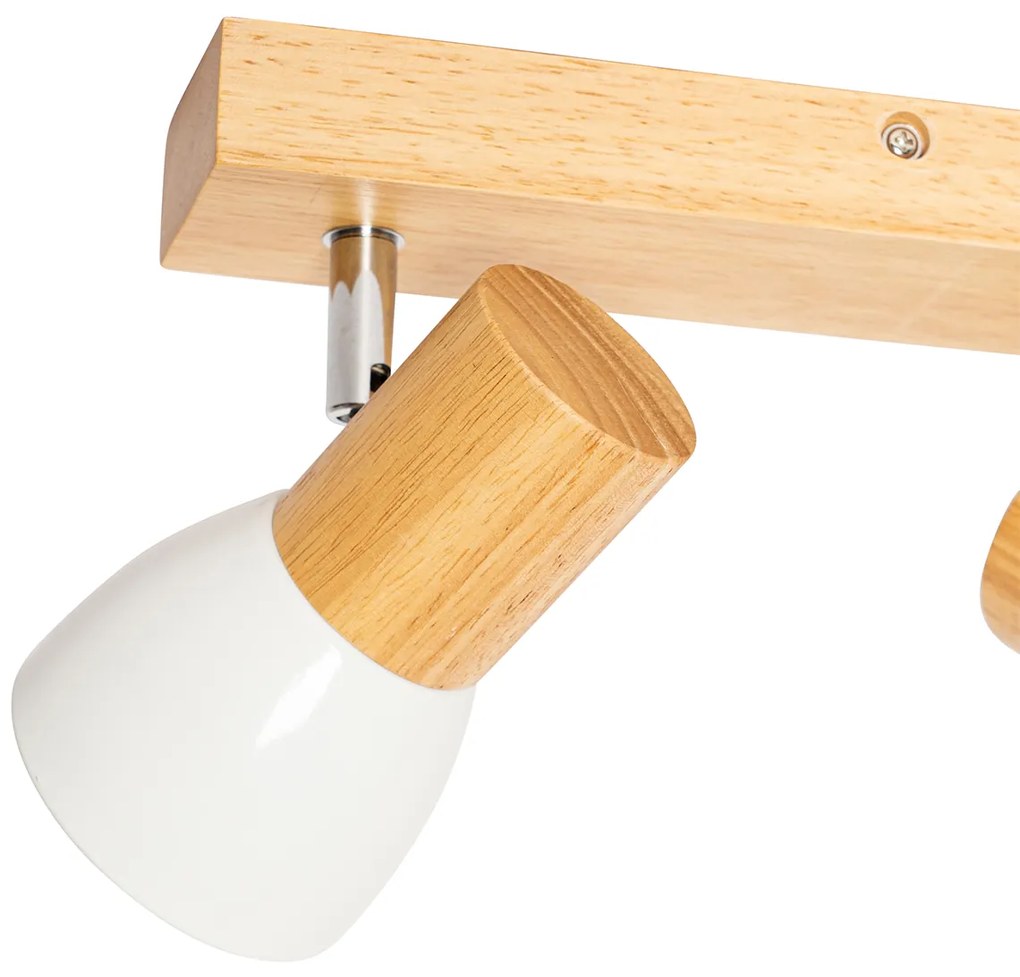 Таванен прожектор дърво и бял 2-светлина регулируем - Thorin