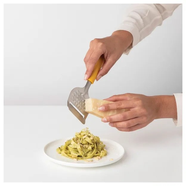Нож за сирена с ренде Brabantia Tasty+ 1001191, Ултразвуково полирано острие, Неръждаема стомана, Жълт