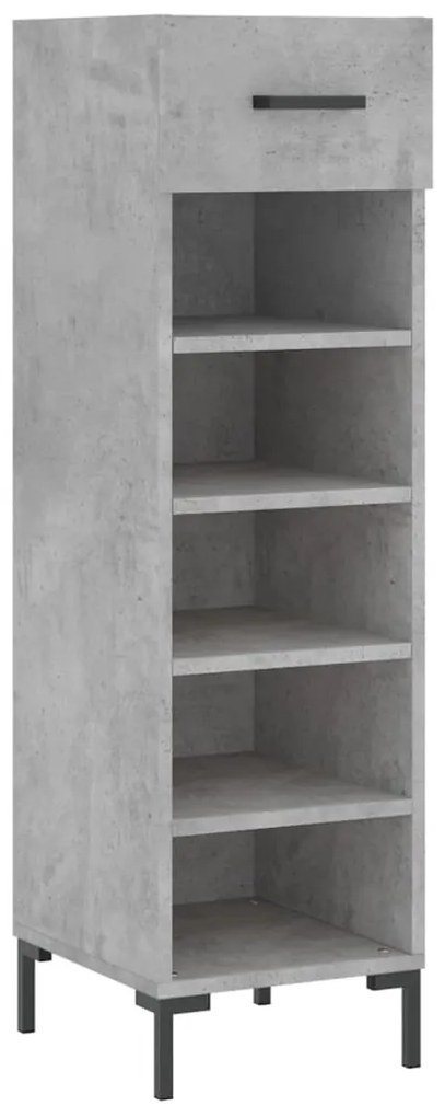 829680 vidaXL Шкаф за обувки, бетонно сив, 30x35x105 см, инженерно дърво