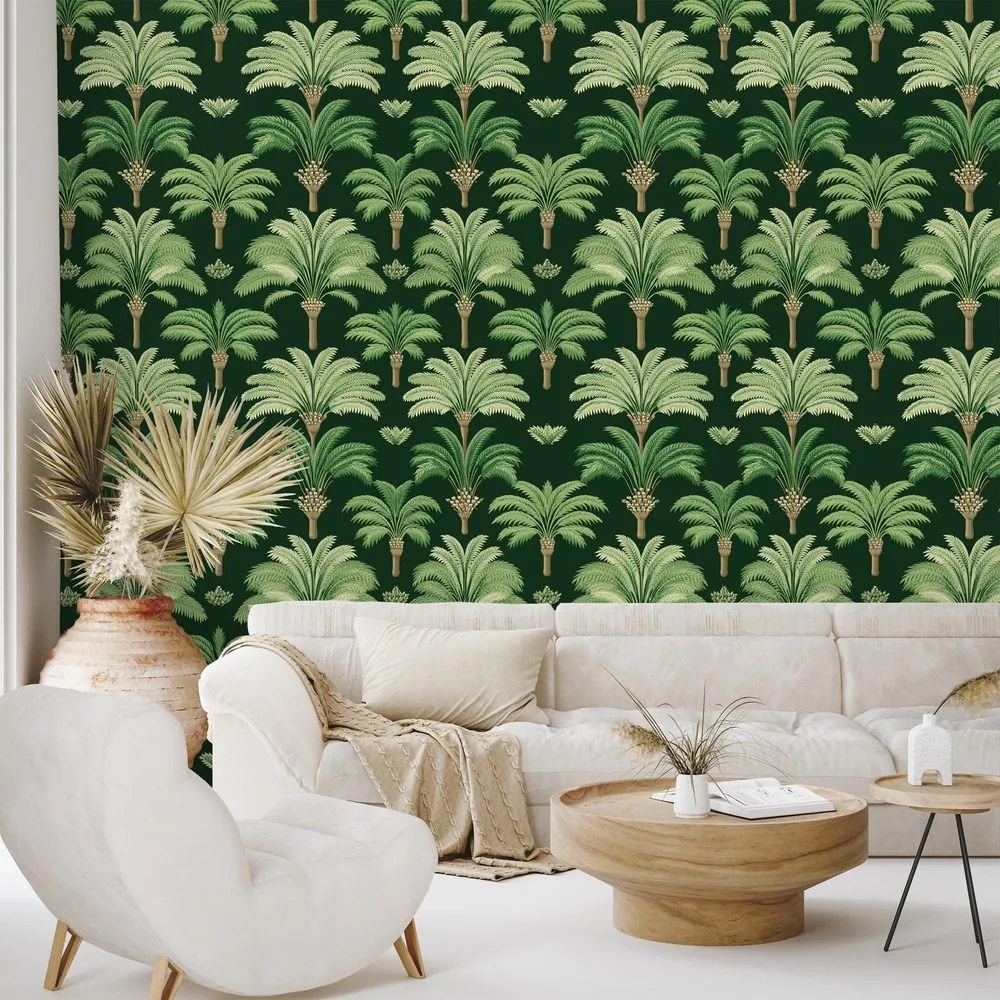 Тапет – Зелени палми на тъмен фон