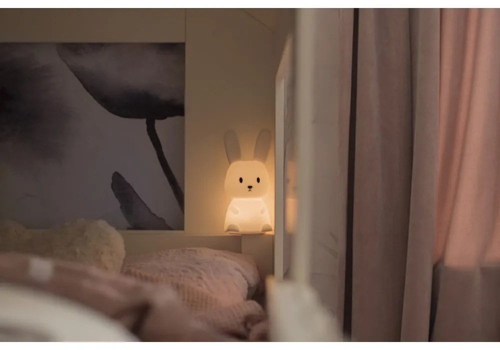 Бяла LED детска нощна лампа Bunny – Star Trading