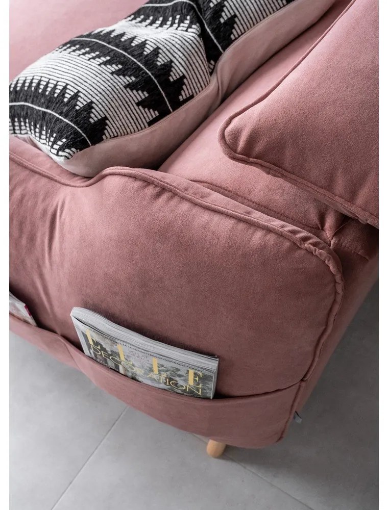 Ъглов диван от светлорозово кадифе (ляв ъгъл) Sweet Harmony - Miuform