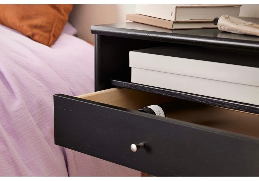 Черно висящо нощно шкафче с рафтове Mistral - Hammel Furniture