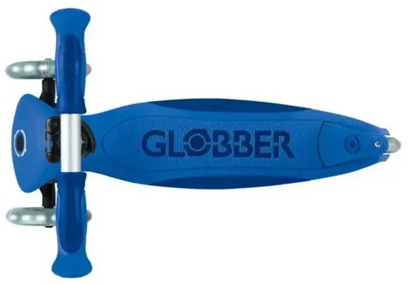 Детска сгъваема тротинетка с родителски контрол Globber Go Up Deluxe Flash Lights, тъмно синя