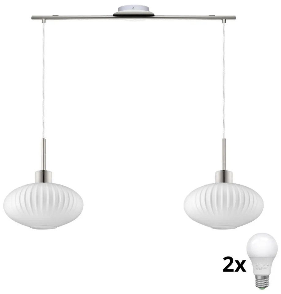 LED люстра на кабел HARMA 2xE27/60W/230V матов хром/бял