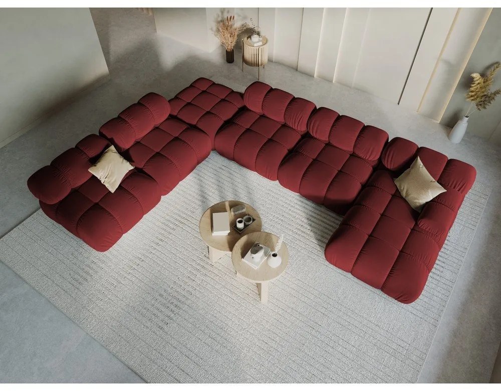 Червен кадифен диван 379 cm Bellis - Micadoni Home