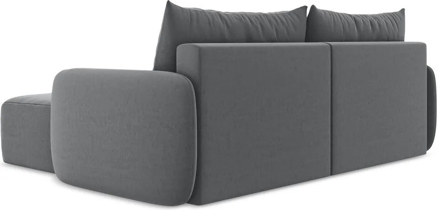 Сив кадифен сгъваем/с място за съхранение ъглов диван (десен ъгъл) Kalena – Makamii