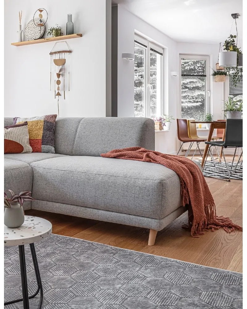 Светлосив разтегателен/с място за съхранение ъглов диван (десен ъгъл/L форма) Classy Sophie – Miuform