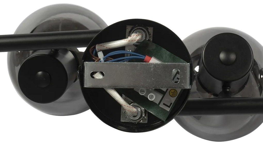 Интелигентен плафон черен с опушено стъкло, включително 4 Wifi P45 - Vidro