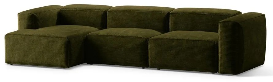 Зелен ъглов диван от рипсено кадифе (ляв ъгъл) Bergano – Cosmopolitan Design