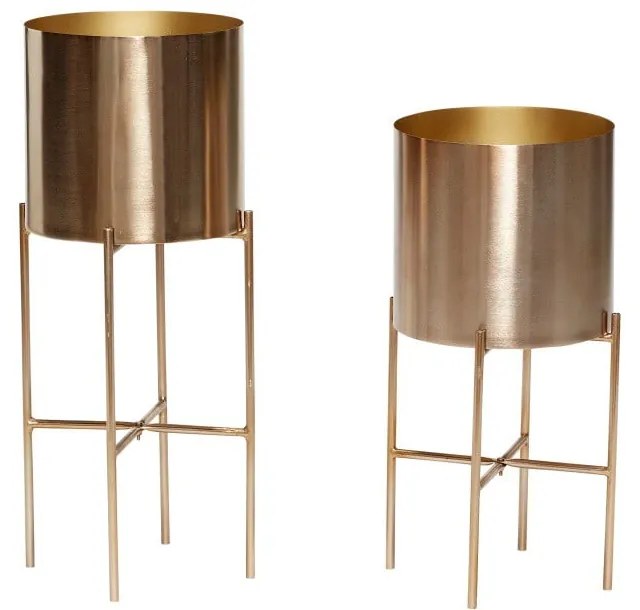 Комплект от 2 саксии за цветя на пиедестал от месинг Gardo Airy - Hübsch