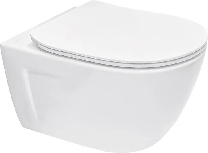 Комплект стенна тоалетна чиния, скрит монтаж, Happy-N Rimlless + седалка забавено падане Slim