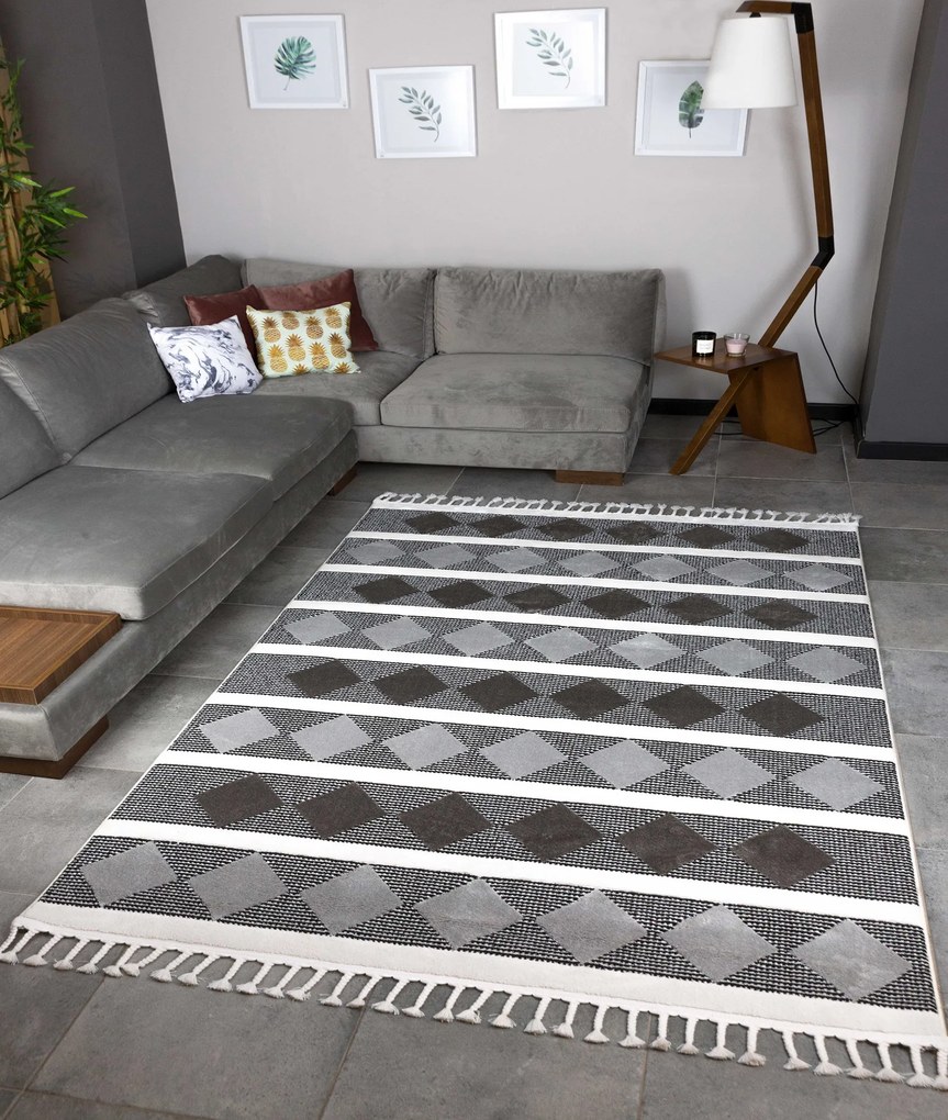Килим за антре (100 x 300) 33084A - Сиво