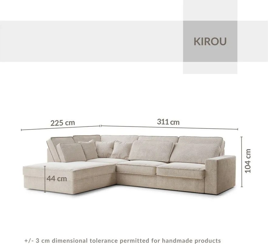 Кремав шенилов ъглов диван (ляв ъгъл/L форма) Kirou – Maison de Rêve