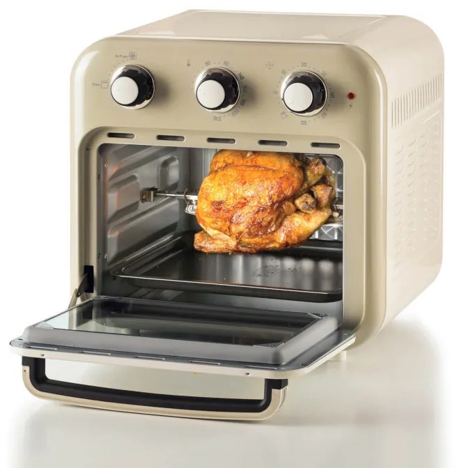 Фритюрник-фурна с горещ въздух Ariete VINTAGE 4632/03, 1400W, 16 л, До 230C, Таймер 60 мин, Въртяща се кошница, Бял/Бежов