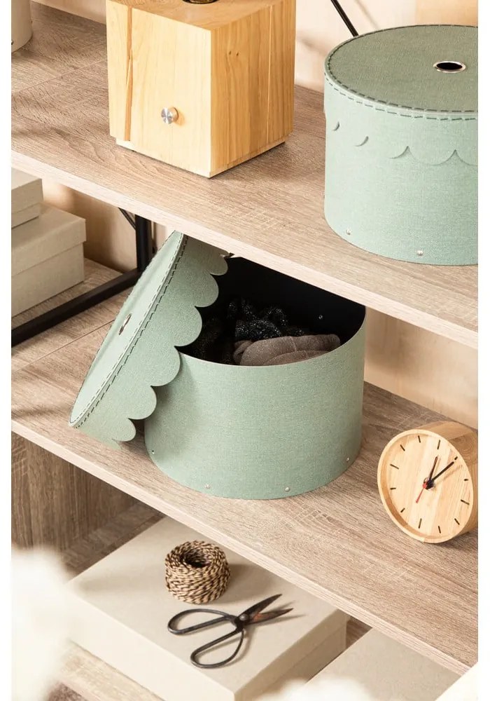 Тюркоазени картонени кутии за съхранение в комплект 2 бр. с капаци ø 26x17,5 cm Wilma Canvas Paper Laminate – Bigso