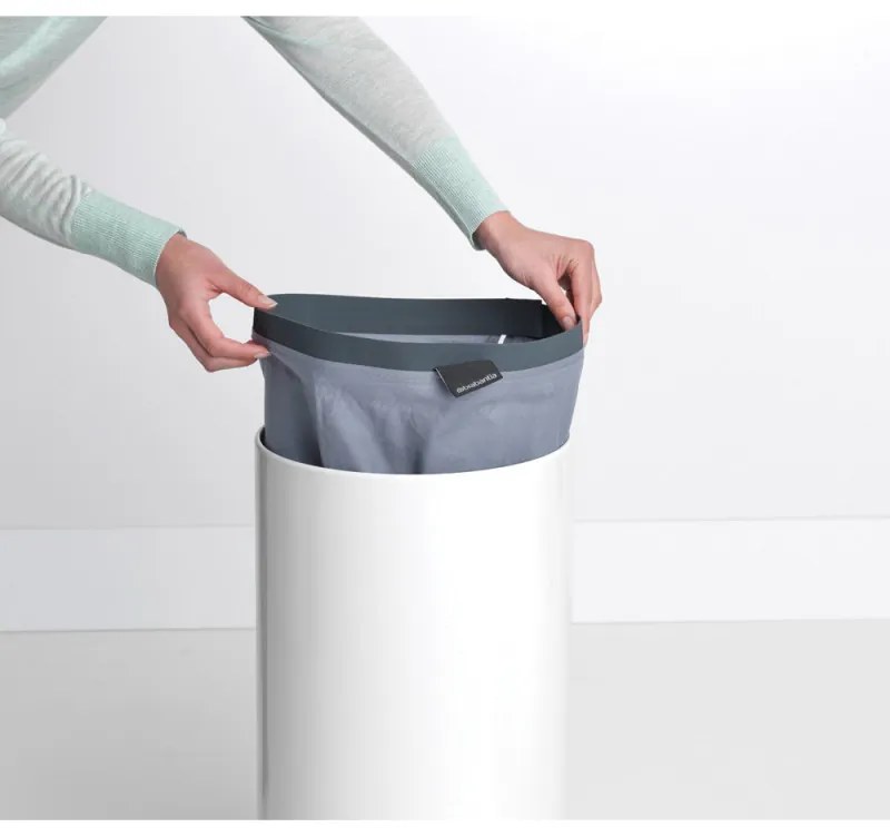 Кош за пране Brabantia 90300239, 35 л, Корков капак, Пълнене без отваряне, Вентилационни отвори, Бял