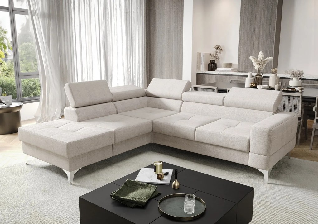 Ъглов диван Soreko Plus-Екрю-ляв