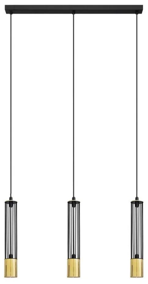 LED Висящ полилей BARS 3xGU10/4,8W/230V черен/златист