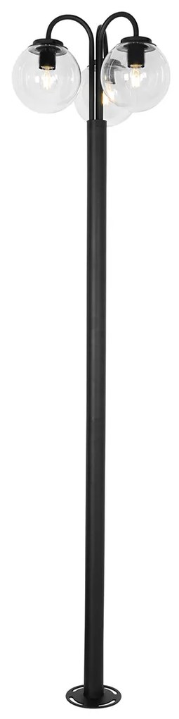 Фенер черен с пластмаса 200 см 3-светлини IP44 - Sfera