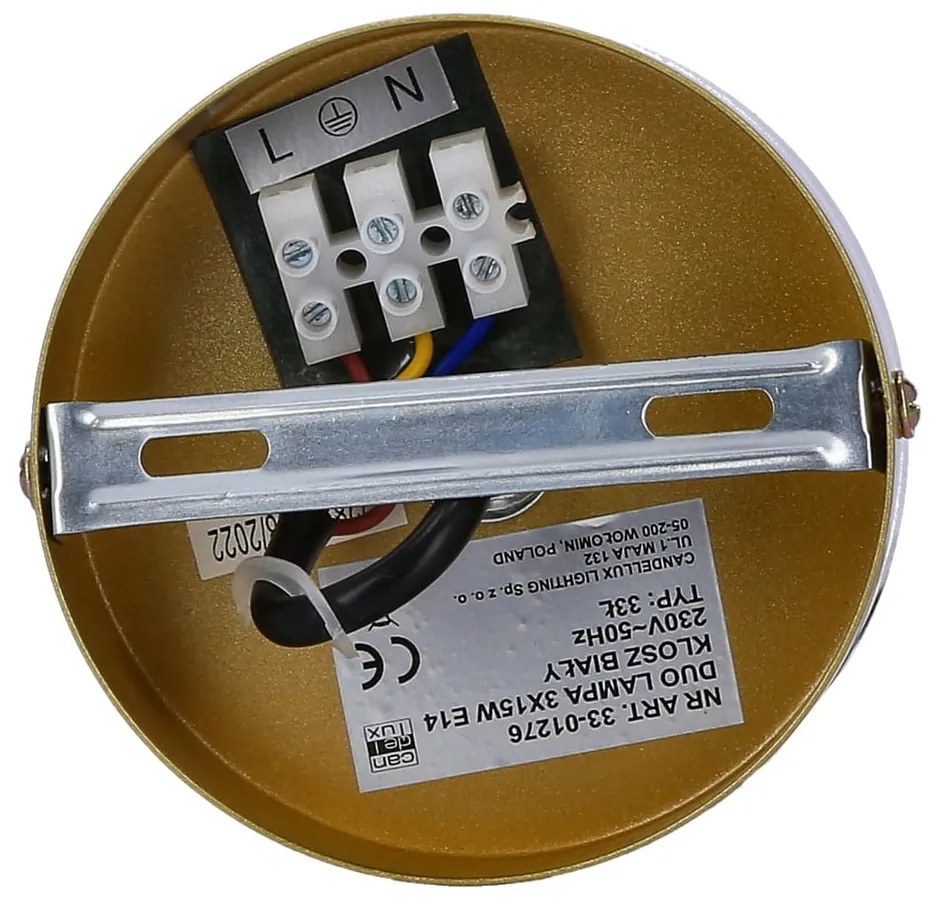 Висяща лампа в златист цвят със стъклен абажур 32,5х32,5 см Duo - Candellux Lighting