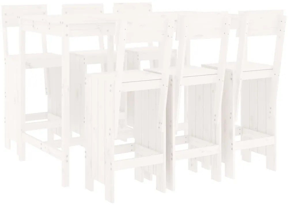 3157812 vidaXL Градински бар комплект от 7 части, бял, масивно дърво бор