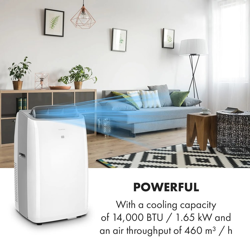 Klarstein Grandbreeze Pro 14K, мобилен климатик 3 в 1, 460 m³/h, 12.000 BTU/1,65 kW